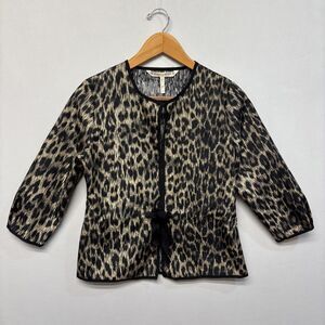 Rebecca Moses Women 3/4 Sleeve Jacket Top Size XS X-Small Animal Print D059 -25